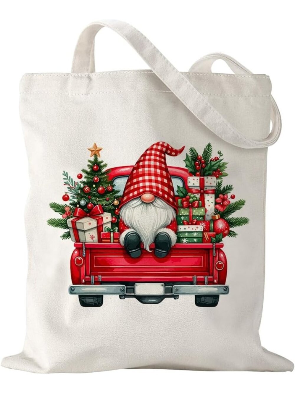 〽️Women Beige Christmas Grocery Travel Gym Weekender Vacation Work Tote Gift Bag
